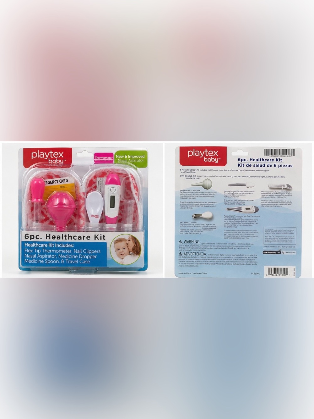 Playtex Baby 6-Piece Healthcare Kit Pink Travel Case